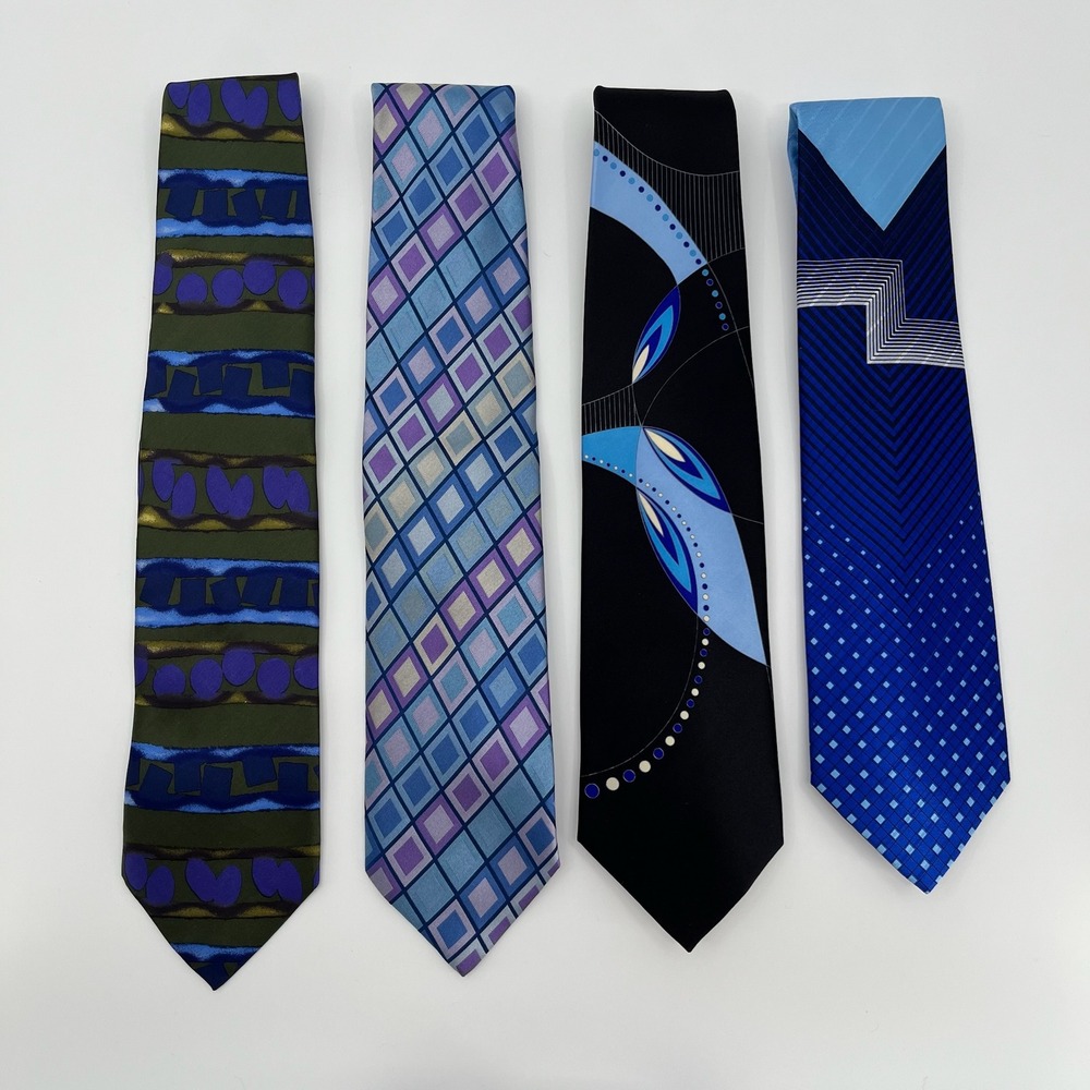 The DeSantis Collection Necktie Mens LOT of 4 Silk Ties Abstract Made in Italy